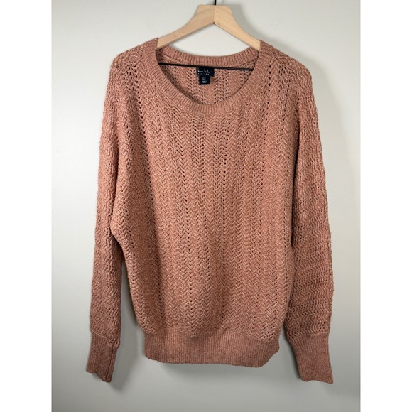 Nicole Miller Sweaters - Nicole Miller Sweater Womens Medium Blush Pink Open Knit Chevron Pointelle